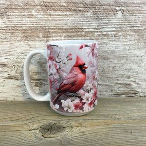 Male Cardinal and Flowers Ceramic Coffee Mug